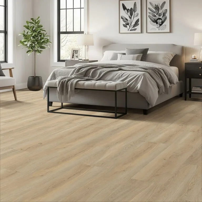 Wood-look vinyl flooring in a living space